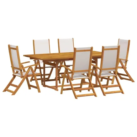 Ensemble à Manger de jardin 7pcs bois d'acacia solide textilène 2