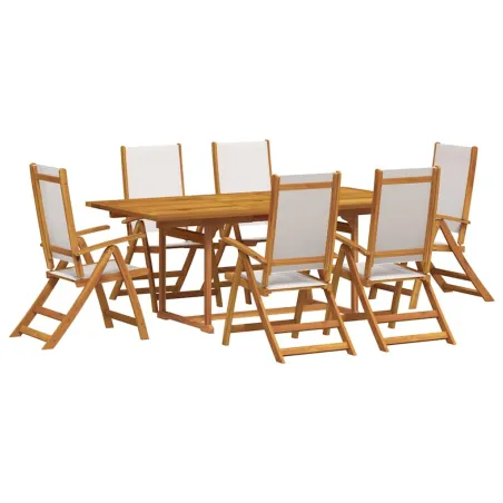 Ensemble à Manger de jardin 7pcs bois d'acacia solide textilène