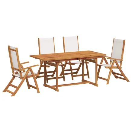 Ensemble à manger de jardin 5pcs bois d'acacia solide textilène 2