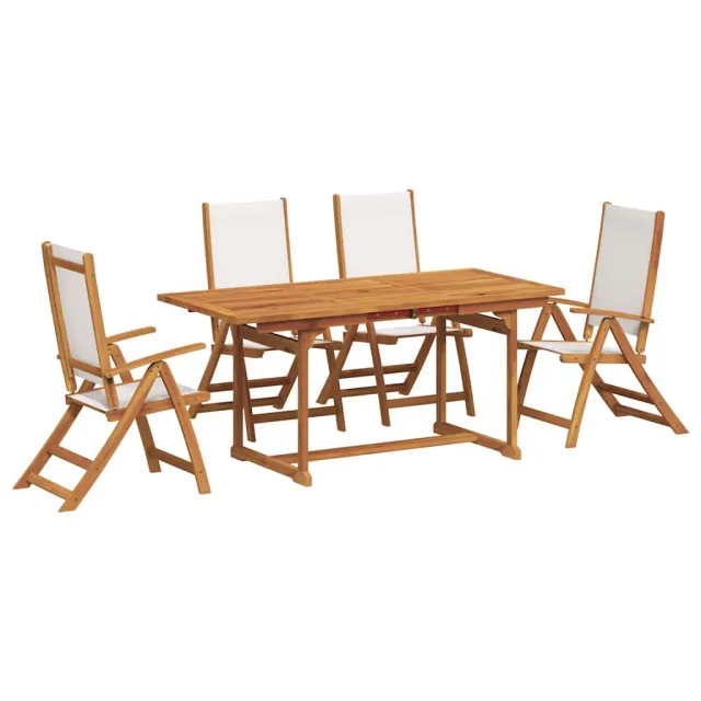 Ensemble à manger de jardin 5pcs bois d'acacia solide textilène