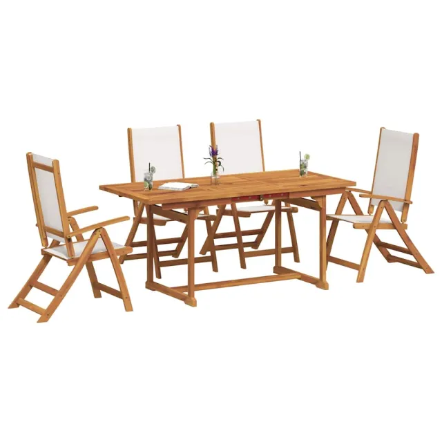 Ensemble à manger de jardin 5pcs bois d'acacia solide textilène