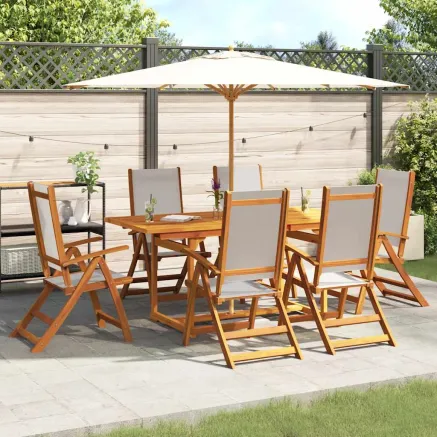 Ensemble à Manger de jardin 7pcs bois d'acacia solide textilène