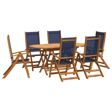 Ensemble à Manger de jardin 7pcs bois d'acacia solide textilène 2