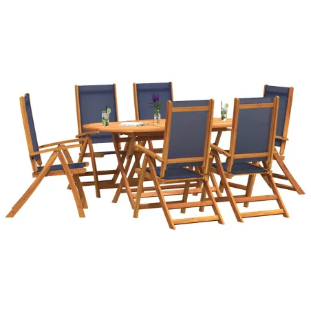 Ensemble à Manger de jardin 7pcs bois d'acacia solide textilène