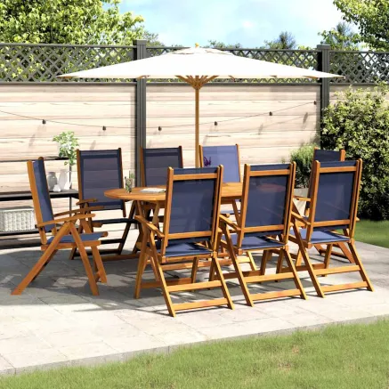 Ensemble à manger de jardin 9pcs bois d'acacia solide textilène