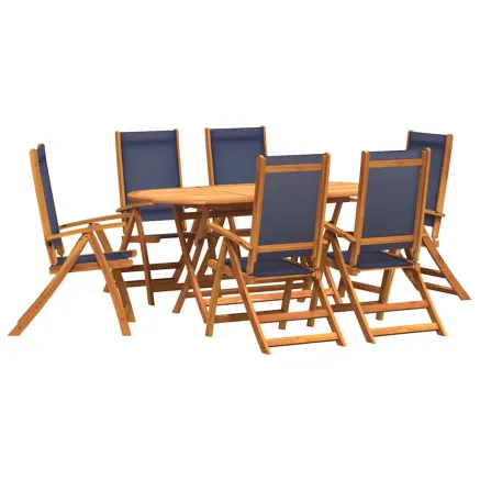 Ensemble à manger de jardin 9pcs bois d'acacia solide textilène 2