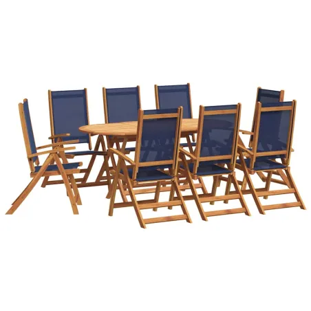 Ensemble à manger de jardin 9pcs bois d'acacia solide textilène