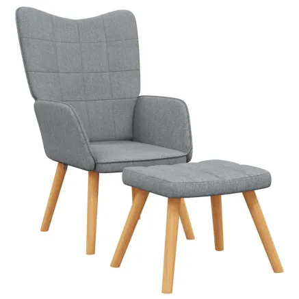 Chaise de relaxation avec tabouret Gris clair Tissu 2