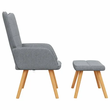 Chaise de relaxation avec tabouret Gris clair Tissu