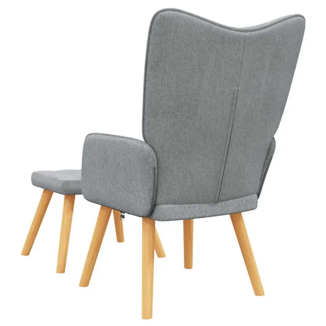 Chaise de relaxation avec tabouret Gris clair Tissu