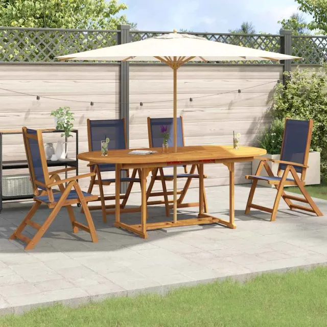 Ensemble à manger de jardin 5pcs bois d'acacia solide textilène