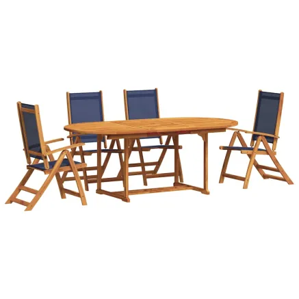 Ensemble à manger de jardin 5pcs bois d'acacia solide textilène 2