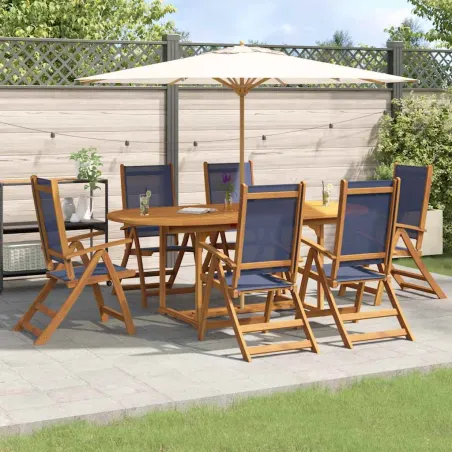 Ensemble à Manger de jardin 7pcs bois d'acacia solide textilène