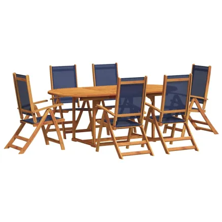 Ensemble à Manger de jardin 7pcs bois d'acacia solide textilène 2