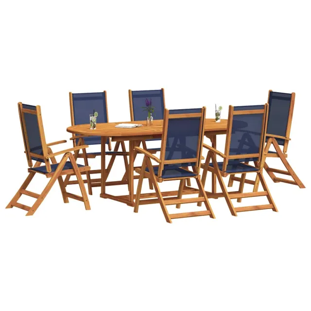 Ensemble à Manger de jardin 7pcs bois d'acacia solide textilène