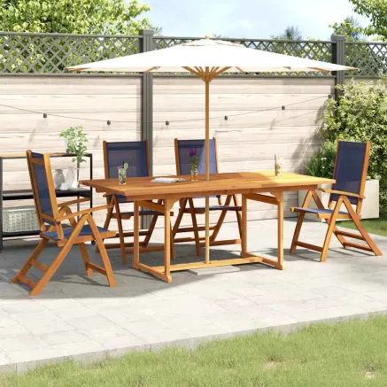 Ensemble à manger de jardin 5pcs bois d'acacia solide textilène