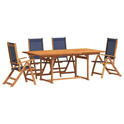 Ensemble à manger de jardin 5pcs bois d'acacia solide textilène 2