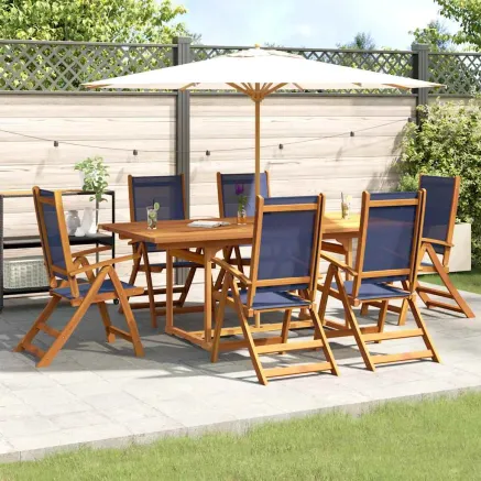 Ensemble à Manger de jardin 7pcs bois d'acacia solide textilène