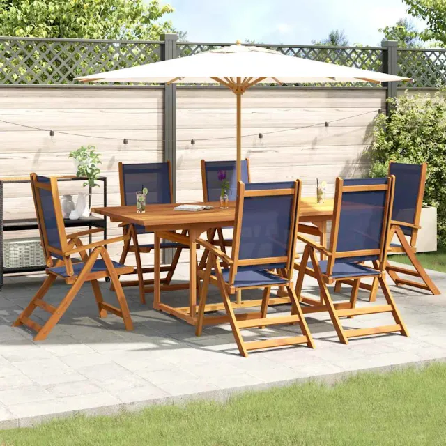 Ensemble à Manger de jardin 7pcs bois d'acacia solide textilène