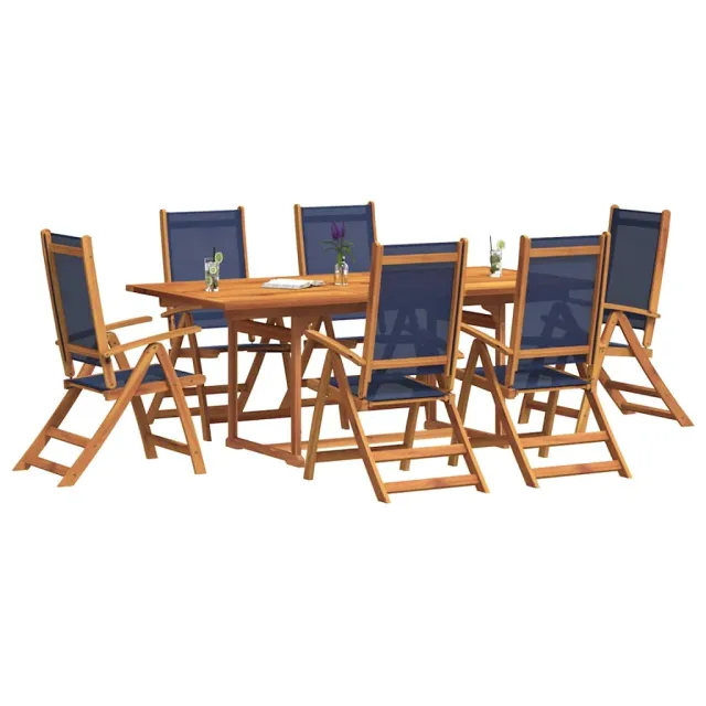 Ensemble à Manger de jardin 7pcs bois d'acacia solide textilène