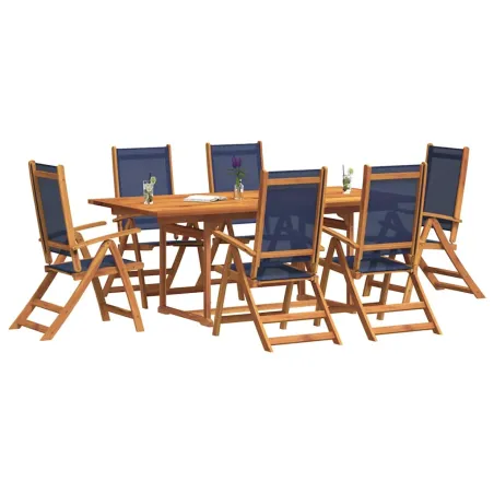 Ensemble à Manger de jardin 7pcs bois d'acacia solide textilène