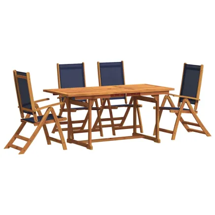 Ensemble à manger de jardin 5pcs bois d'acacia solide textilène 2