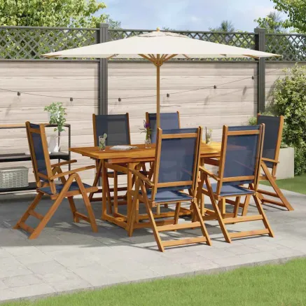 Ensemble à Manger de jardin 7pcs bois d'acacia solide textilène
