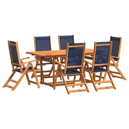 Ensemble à Manger de jardin 7pcs bois d'acacia solide textilène 2