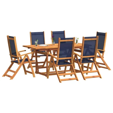 Ensemble à Manger de jardin 7pcs bois d'acacia solide textilène