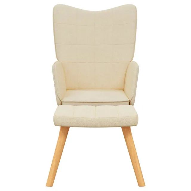 Chaise de relaxation avec tabouret Crème Tissu