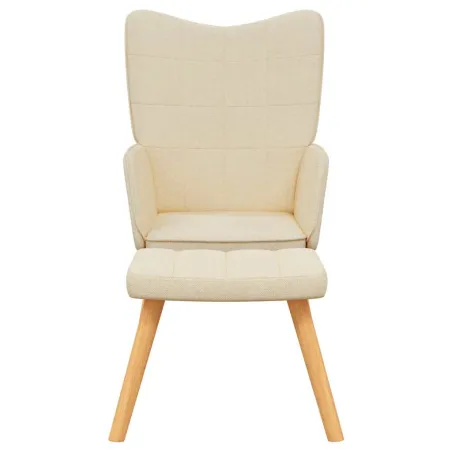 Chaise de relaxation avec tabouret Crème Tissu