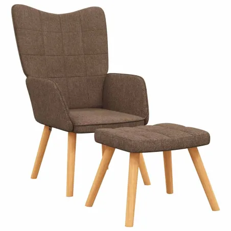 Chaise de relaxation avec tabouret Marron Tissu