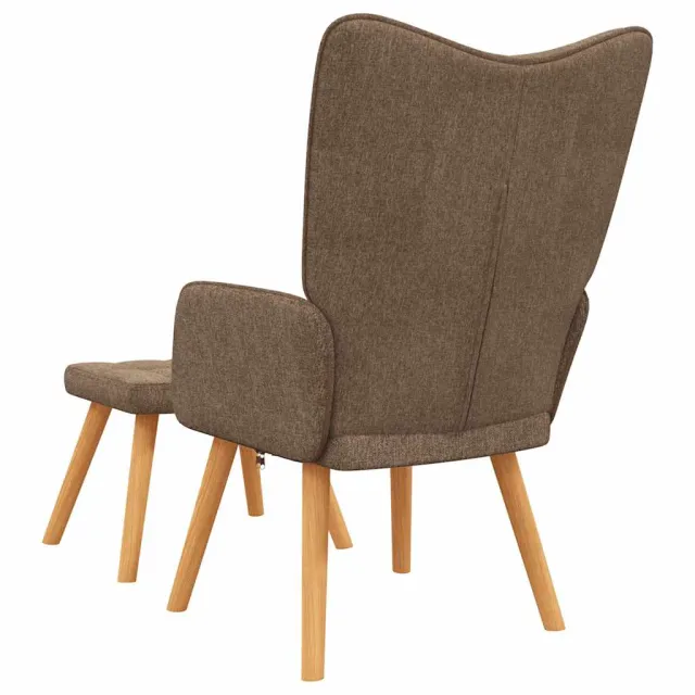 Chaise de relaxation avec tabouret Marron Tissu