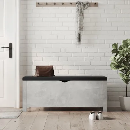 Boîte de rangement avec coussin gris béton 105x40x45 cm