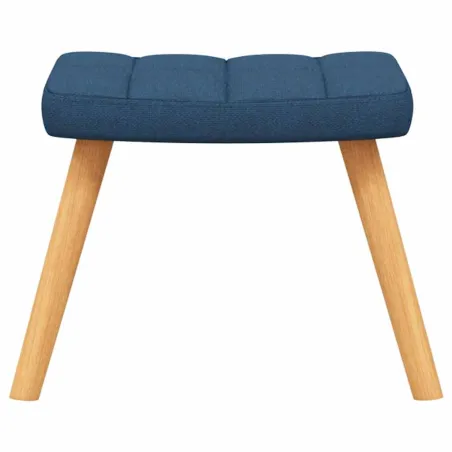 Chaise de relaxation avec tabouret Bleu Tissu