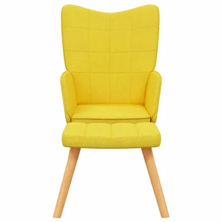 Chaise de relaxation avec tabouret Jaune moutarde Tissu