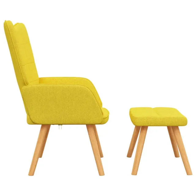 Chaise de relaxation avec tabouret Jaune moutarde Tissu