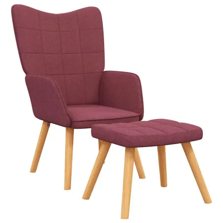 Chaise de relaxation avec tabouret Rouge bordeaux Tissu