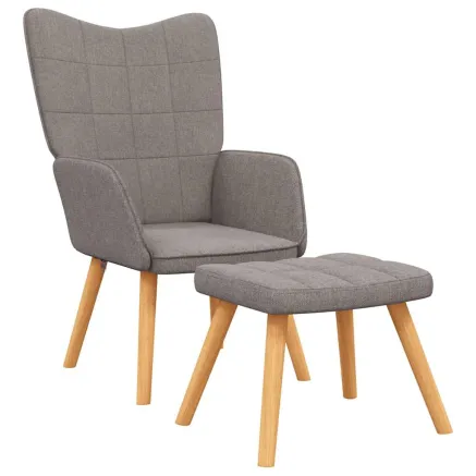 Chaise de relaxation avec tabouret Taupe Tissu 2