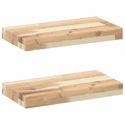 Étagères flottantes 2 pcs 60x20x4 cm acacia massif non traité 2