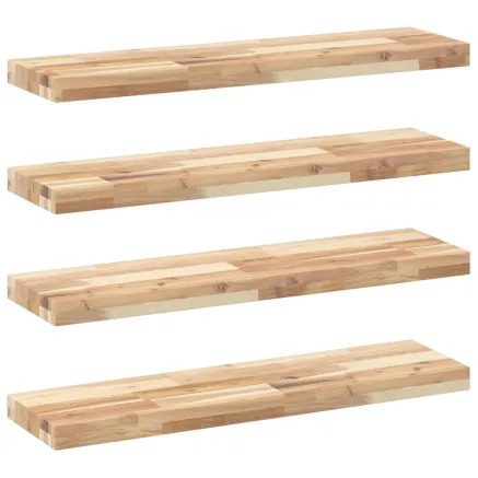 Étagères flottantes 4 pcs 80x20x4 cm acacia massif non traité 2