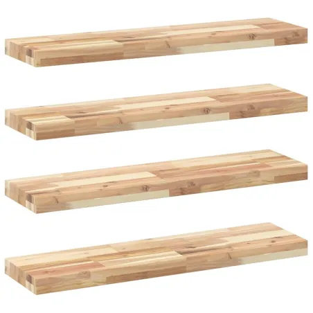 Étagères flottantes 4 pcs 100x20x4 cm acacia massif non traité