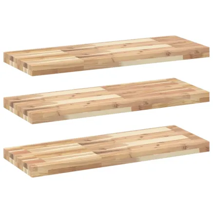 Étagères flottantes 3 pcs 80x30x4 cm acacia massif non traité 2