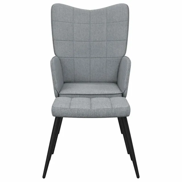 Chaise de relaxation avec tabouret Gris clair Tissu