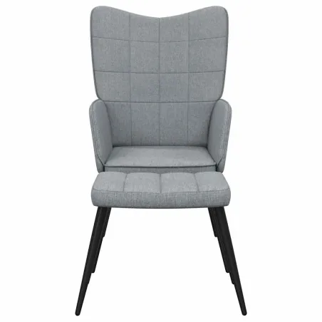 Chaise de relaxation avec tabouret Gris clair Tissu
