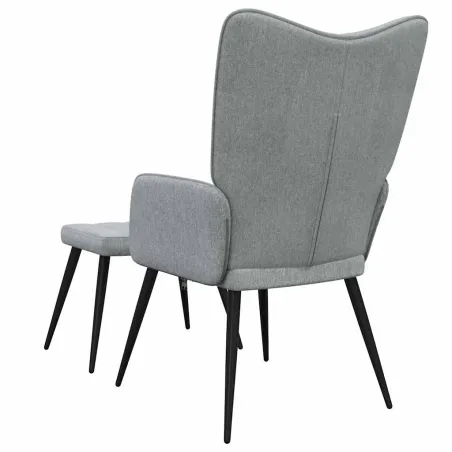 Chaise de relaxation avec tabouret Gris clair Tissu