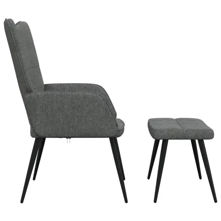 Chaise de relaxation avec tabouret Gris foncé Tissu