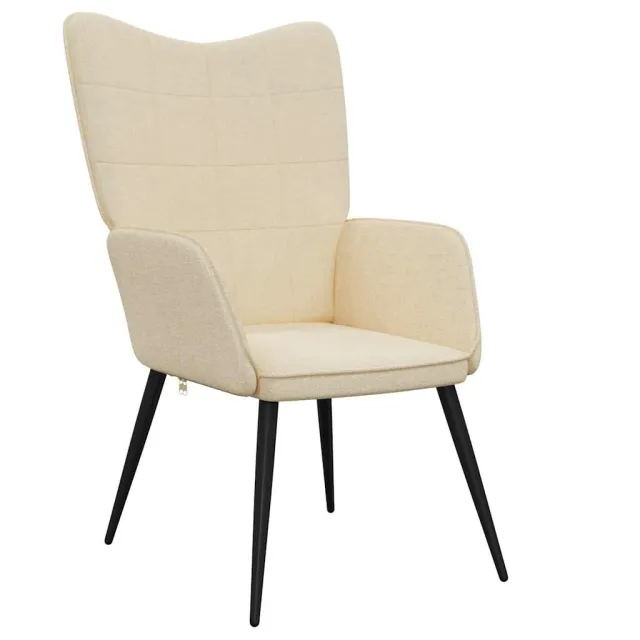 Chaise de relaxation avec tabouret Crème Tissu