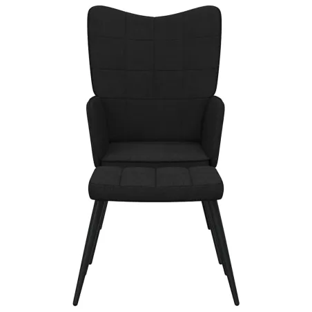 Chaise de relaxation avec tabouret Noir Tissu