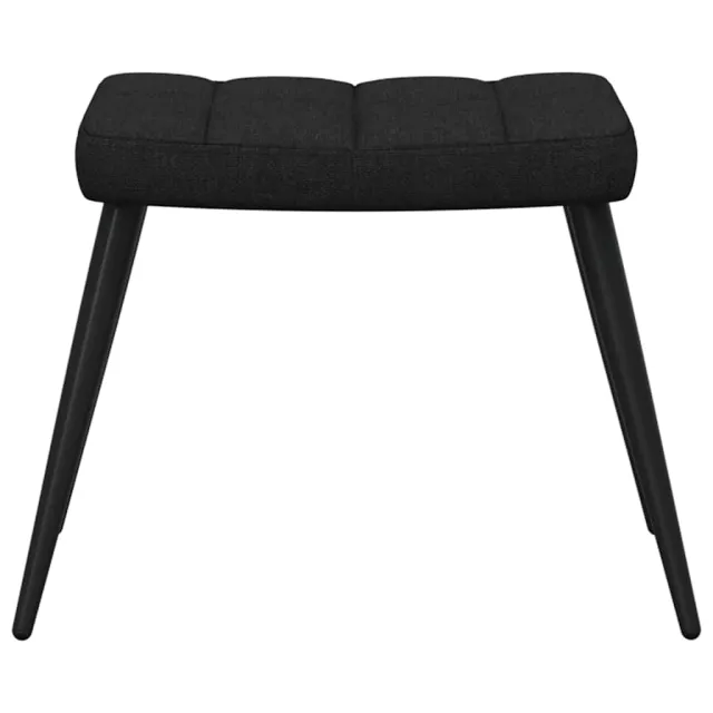 Chaise de relaxation avec tabouret Noir Tissu